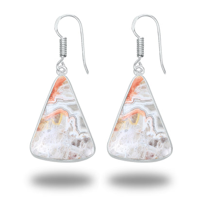Crazy Lace Agate Earrings – Minimalist, Silver-Plated | Wholesale Handmade Jewelry