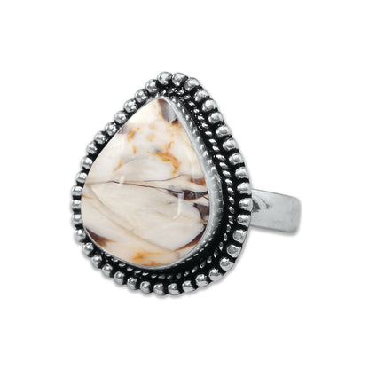 Peanut Wood Jasper Rings – Silver-Plated, Handmade, Fossilized Wood Pattern (Made to Order) | Wholesale