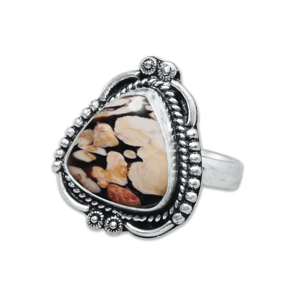 Peanut Wood Jasper Rings – Silver-Plated, Handmade, Fossilized Wood Pattern (Made to Order) | Wholesale