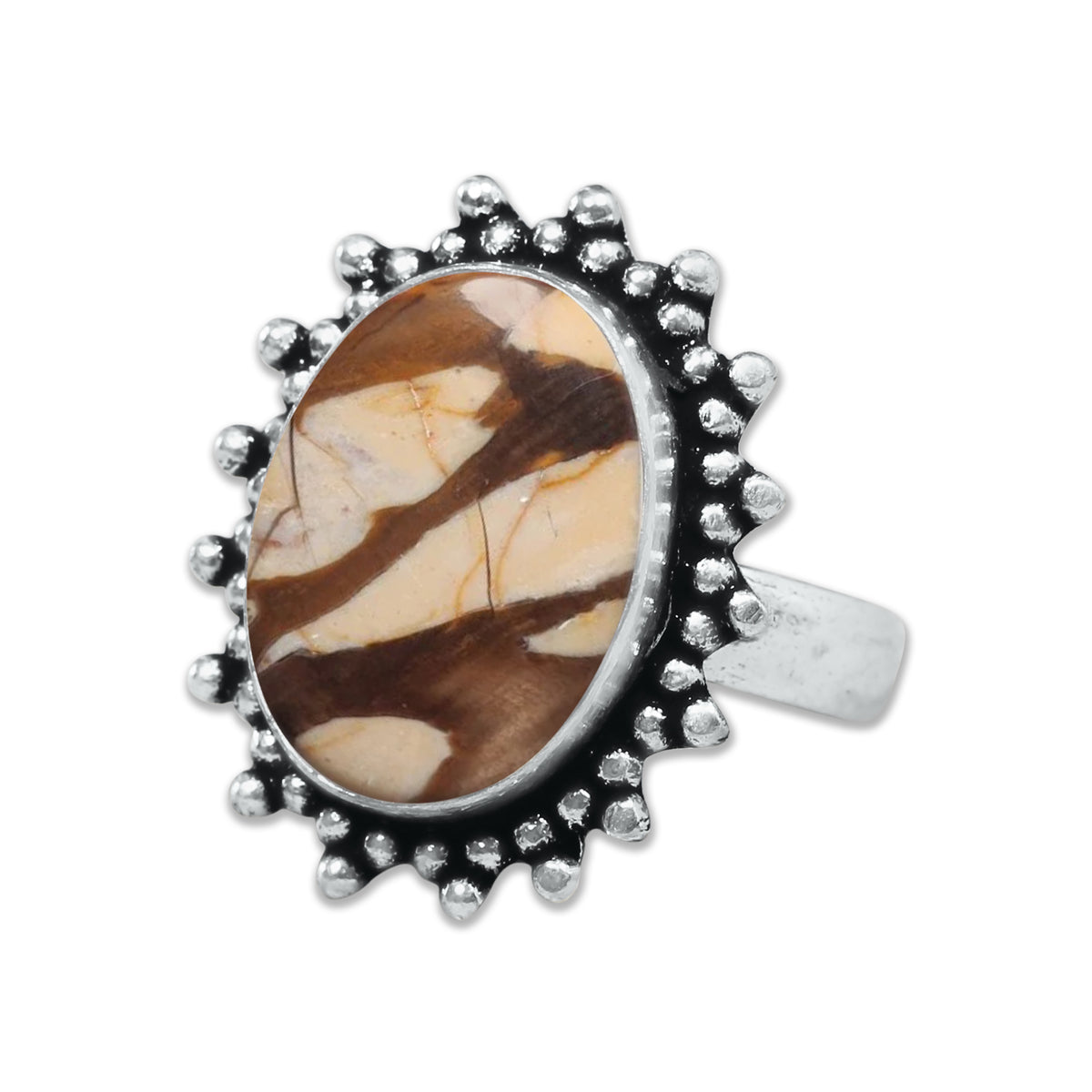 Peanut Wood Jasper Rings – Silver-Plated, Handmade, Fossilized Wood Pattern (Made to Order) | Wholesale