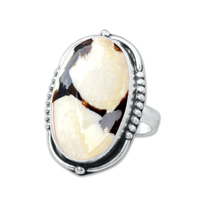 Peanut Wood Jasper Rings – Silver-Plated, Handmade, Fossilized Wood Pattern (Made to Order) | Wholesale
