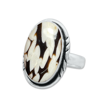 Peanut Wood Jasper Rings – Silver-Plated, Handmade, Fossilized Wood Pattern (Made to Order) | Wholesale
