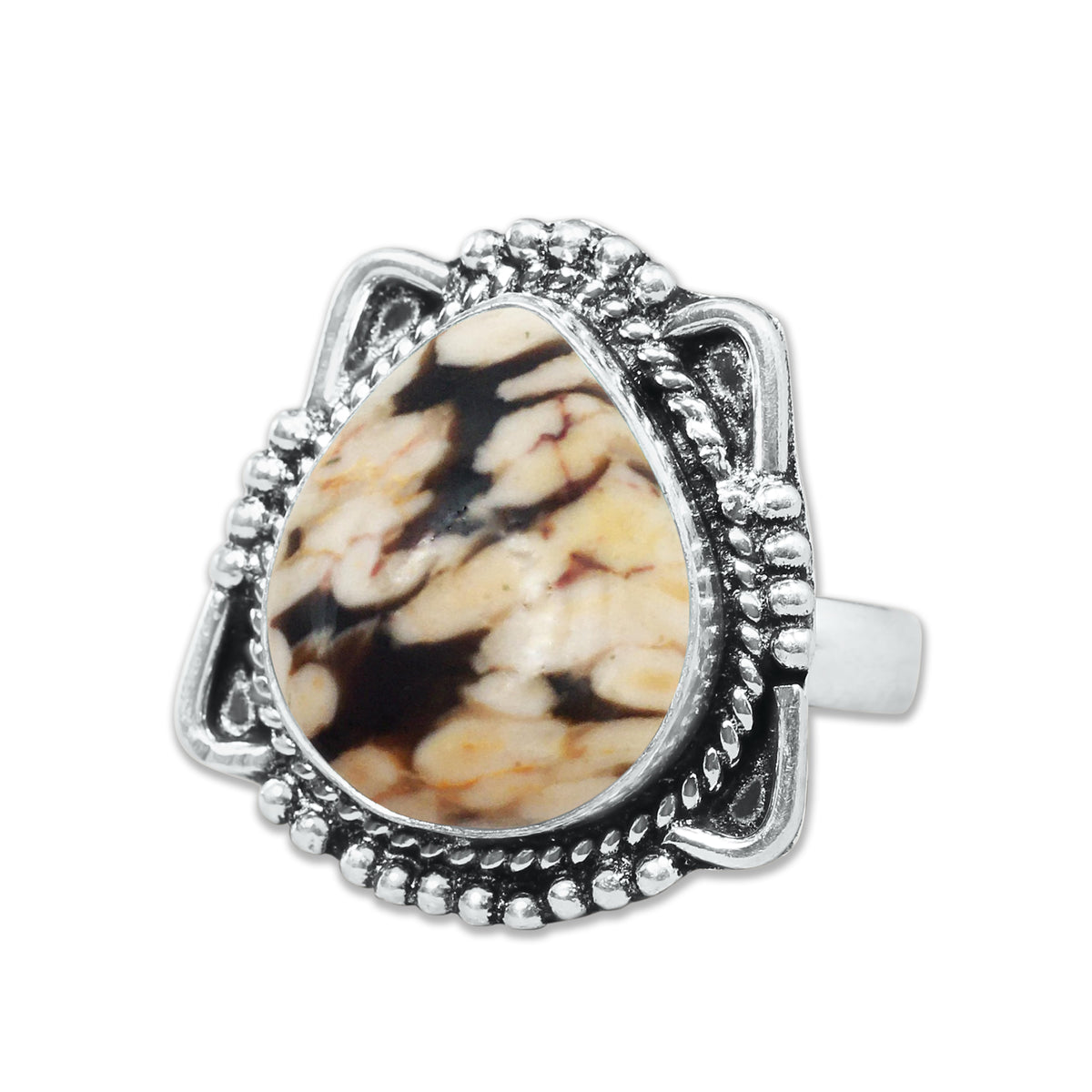 Peanut Wood Jasper Rings – Silver-Plated, Handmade, Fossilized Wood Pattern (Made to Order) | Wholesale