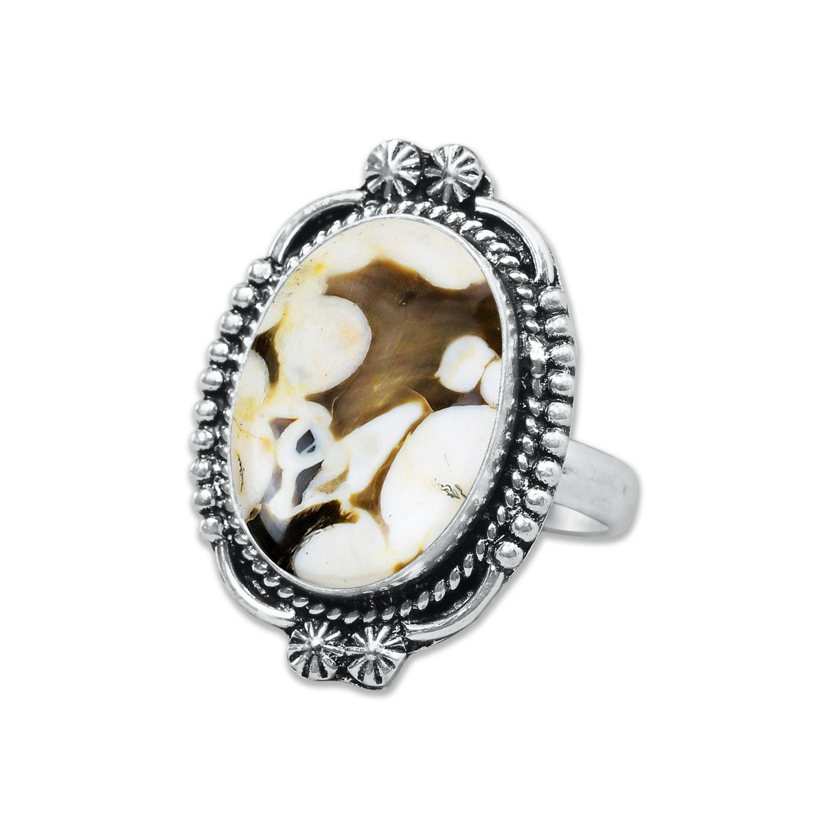 Peanut Wood Jasper Rings – Silver-Plated, Handmade, Fossilized Wood Pattern (Made to Order) | Wholesale