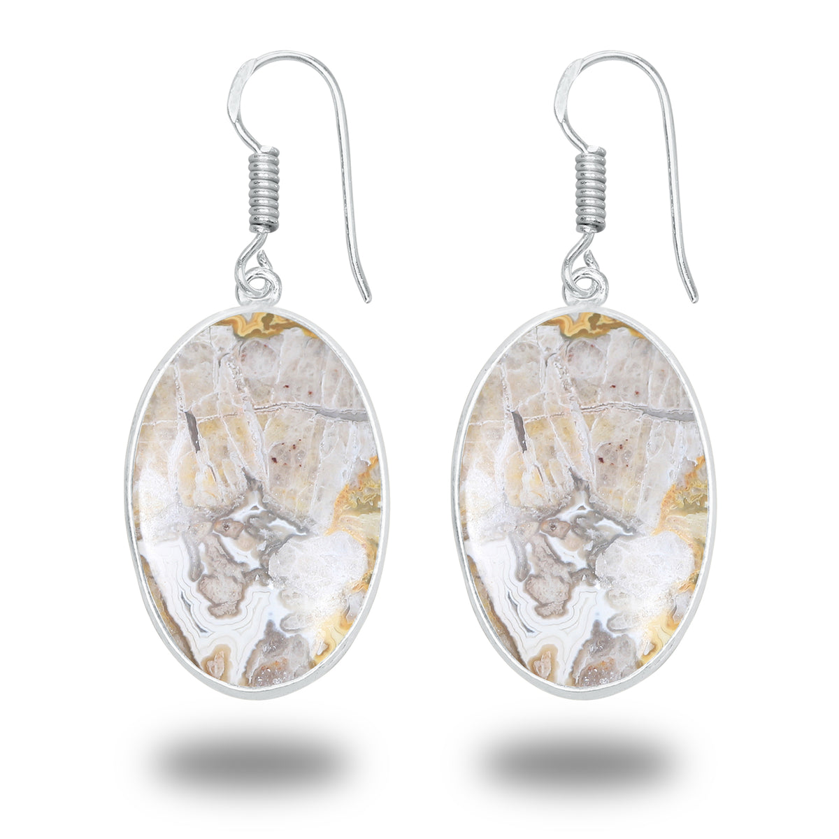 Crazy Lace Agate Earrings – Minimalist, Silver-Plated | Wholesale Handmade Jewelry