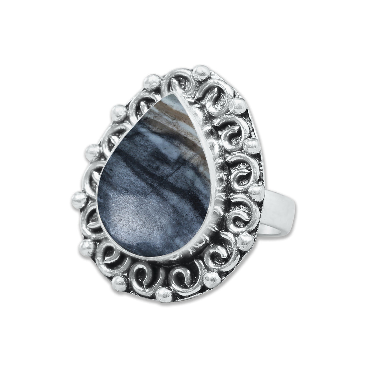 Picasso Jasper Rings – Silver-Plated, Handmade, Abstract Painted Pattern (Made to Order) | Wholesale