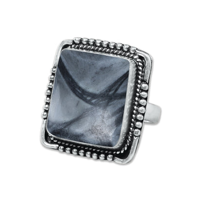 Picasso Jasper Rings – Silver-Plated, Handmade, Abstract Painted Pattern (Made to Order) | Wholesale