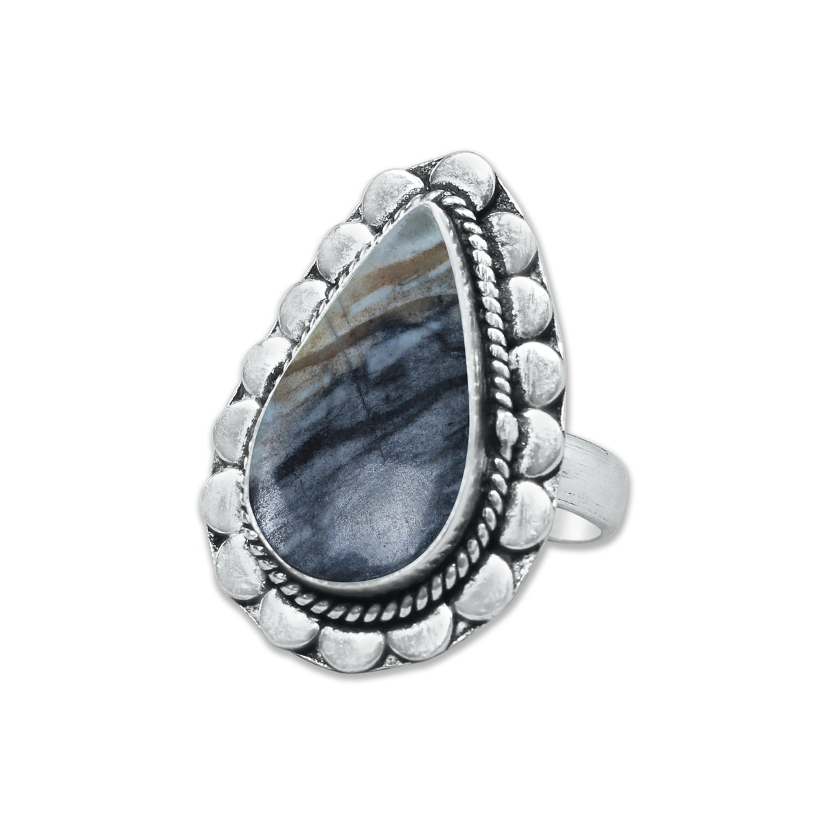 Picasso Jasper Rings – Silver-Plated, Handmade, Abstract Painted Pattern (Made to Order) | Wholesale