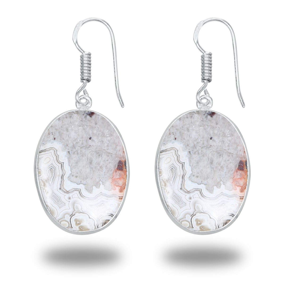 Crazy Lace Agate Earrings – Minimalist, Silver-Plated | Wholesale Handmade Jewelry