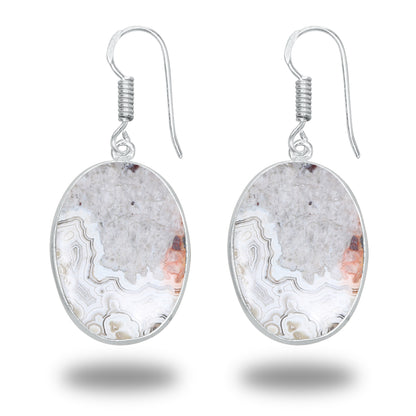 Crazy Lace Agate Earrings – Minimalist, Silver-Plated | Wholesale Handmade Jewelry