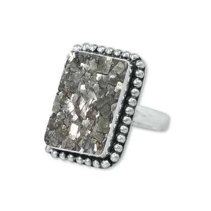 Pyrite Druzy Rings – Silver-Plated, Handmade, Golden Crystal Sparkle (Made to Order) | Wholesale