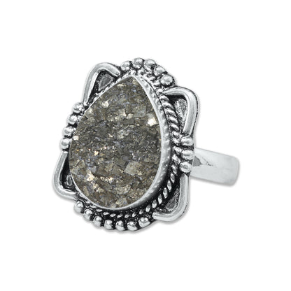 Pyrite Druzy Rings – Silver-Plated, Handmade, Golden Crystal Sparkle (Made to Order) | Wholesale