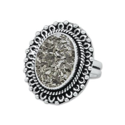 Pyrite Druzy Rings – Silver-Plated, Handmade, Golden Crystal Sparkle (Made to Order) | Wholesale