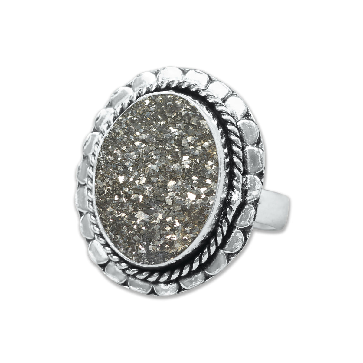 Pyrite Druzy Rings – Silver-Plated, Handmade, Golden Crystal Sparkle (Made to Order) | Wholesale