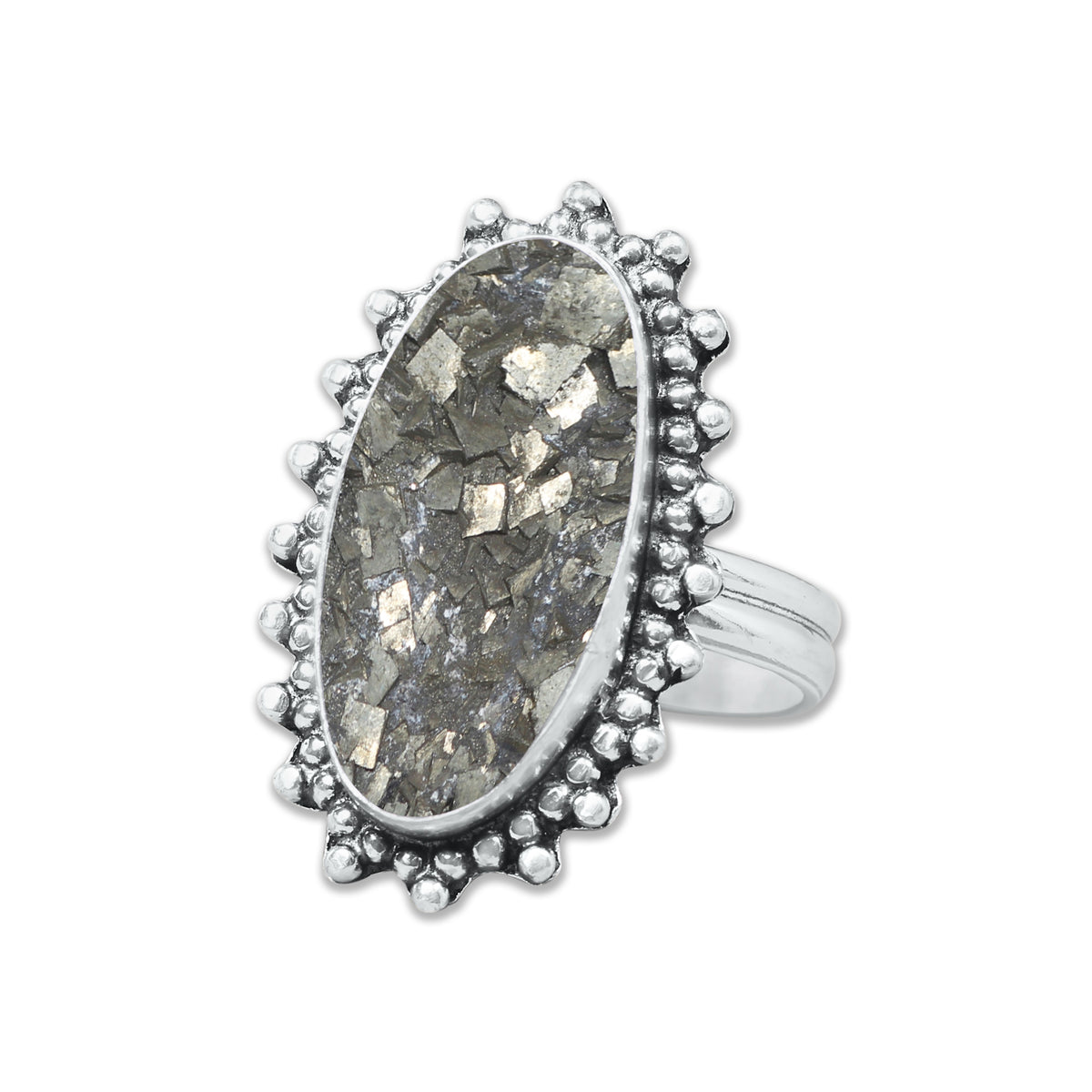 Pyrite Druzy Rings – Silver-Plated, Handmade, Golden Crystal Sparkle (Made to Order) | Wholesale