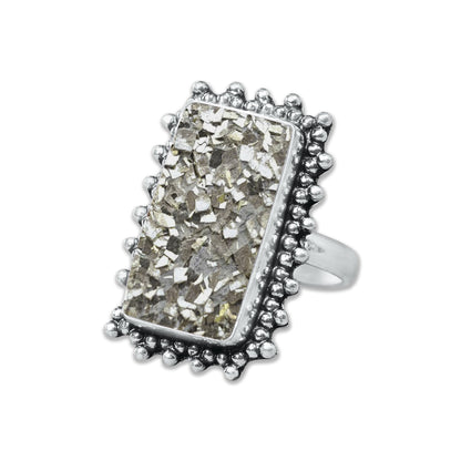 Pyrite Druzy Rings – Silver-Plated, Handmade, Golden Crystal Sparkle (Made to Order) | Wholesale