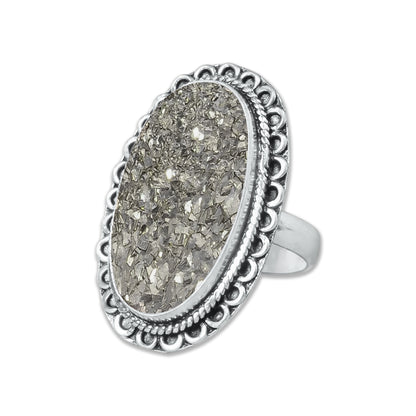 Pyrite Druzy Rings – Silver-Plated, Handmade, Golden Crystal Sparkle (Made to Order) | Wholesale