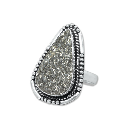 Pyrite Druzy Rings – Silver-Plated, Handmade, Golden Crystal Sparkle (Made to Order) | Wholesale