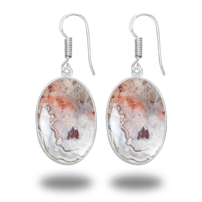 Crazy Lace Agate Earrings – Minimalist, Silver-Plated | Wholesale Handmade Jewelry