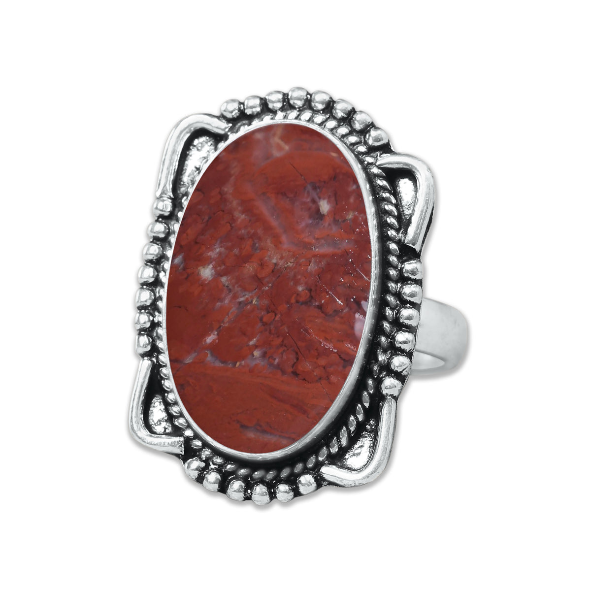 Red Jasper Rings – Silver-Plated, Handmade, Deep Crimson Grounding Stone (Made to Order) | Wholesale