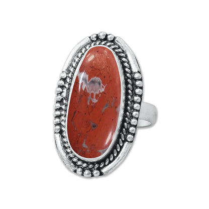 Red Jasper Rings – Silver-Plated, Handmade, Deep Crimson Grounding Stone (Made to Order) | Wholesale