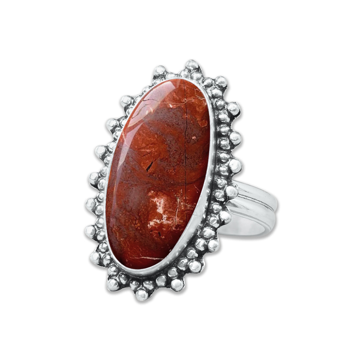 Red Jasper Rings – Silver-Plated, Handmade, Deep Crimson Grounding Stone (Made to Order) | Wholesale