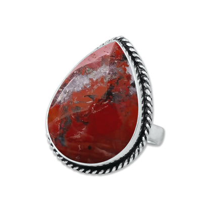 Red Jasper Rings – Silver-Plated, Handmade, Deep Crimson Grounding Stone (Made to Order) | Wholesale
