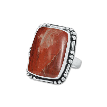 Red Jasper Rings – Silver-Plated, Handmade, Deep Crimson Grounding Stone (Made to Order) | Wholesale