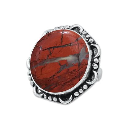 Red Jasper Rings – Silver-Plated, Handmade, Deep Crimson Grounding Stone (Made to Order) | Wholesale