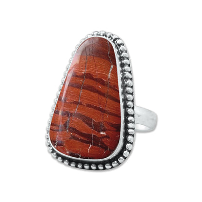 Red Jasper Rings – Silver-Plated, Handmade, Deep Crimson Grounding Stone (Made to Order) | Wholesale