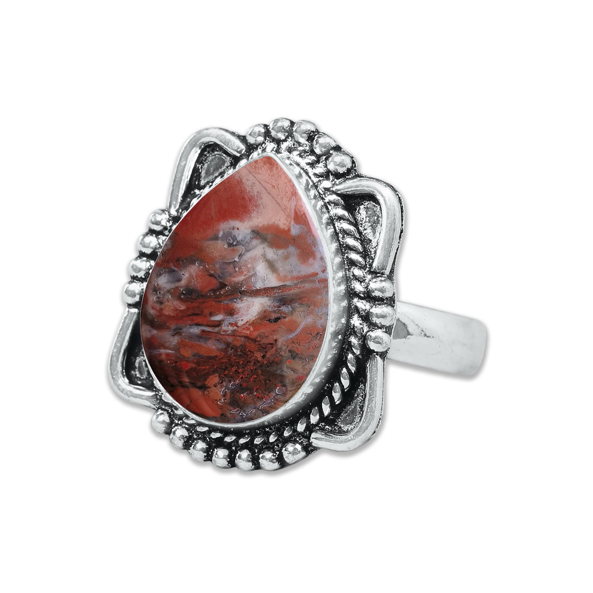 Red Jasper Rings – Silver-Plated, Handmade, Deep Crimson Grounding Stone (Made to Order) | Wholesale