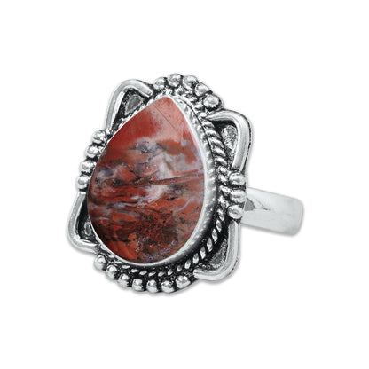 Red Jasper Rings – Silver-Plated, Handmade, Deep Crimson Grounding Stone (Made to Order) | Wholesale
