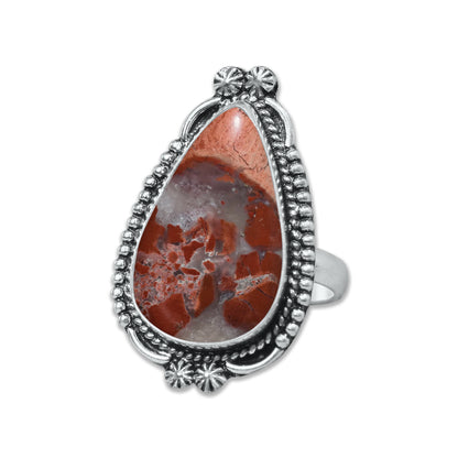 Red Jasper Rings – Silver-Plated, Handmade, Deep Crimson Grounding Stone (Made to Order) | Wholesale