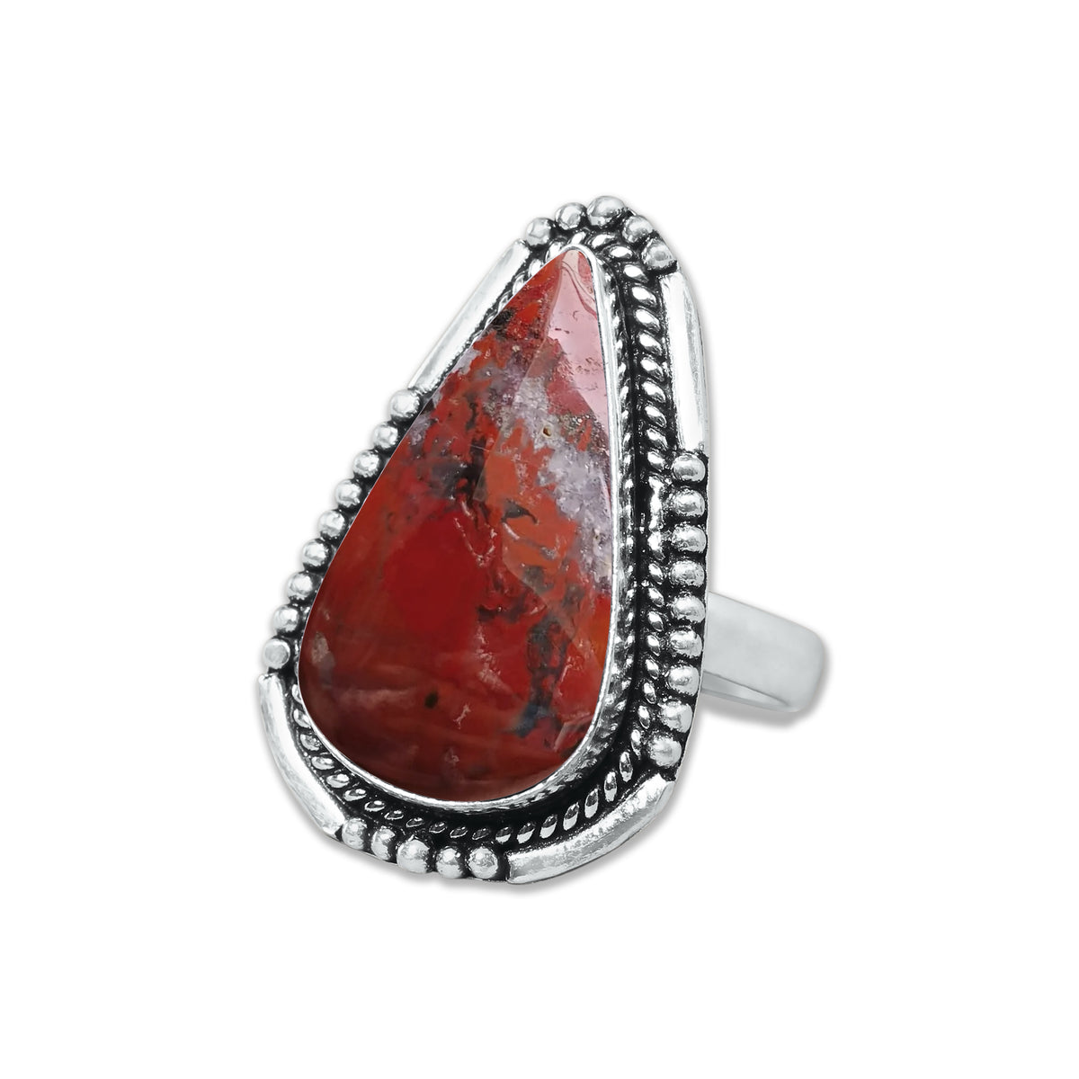 Red Jasper Rings – Silver-Plated, Handmade, Deep Crimson Grounding Stone (Made to Order) | Wholesale