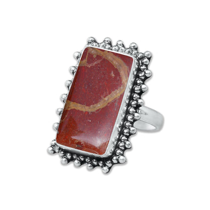 Red Jasper Rings – Silver-Plated, Handmade, Deep Crimson Grounding Stone (Made to Order) | Wholesale