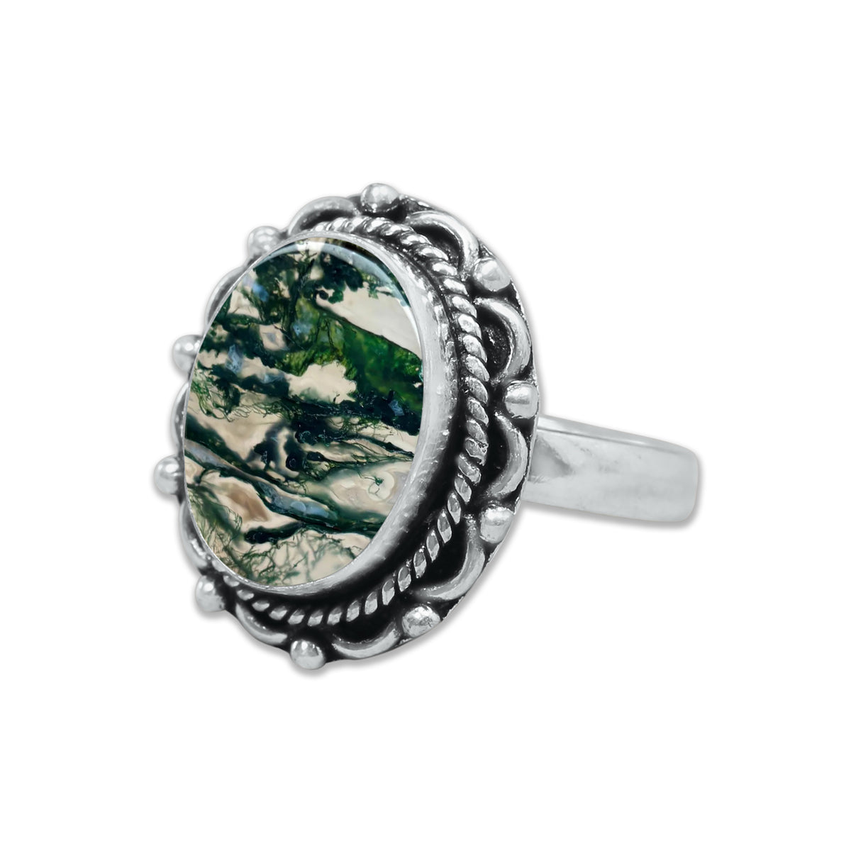 Moss Agate Rings – Silver-Plated, Handmade, Green Fern Inclusions (Made to Order) | Wholesale