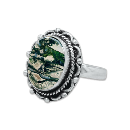 Moss Agate Rings – Silver-Plated, Handmade, Green Fern Inclusions (Made to Order) | Wholesale