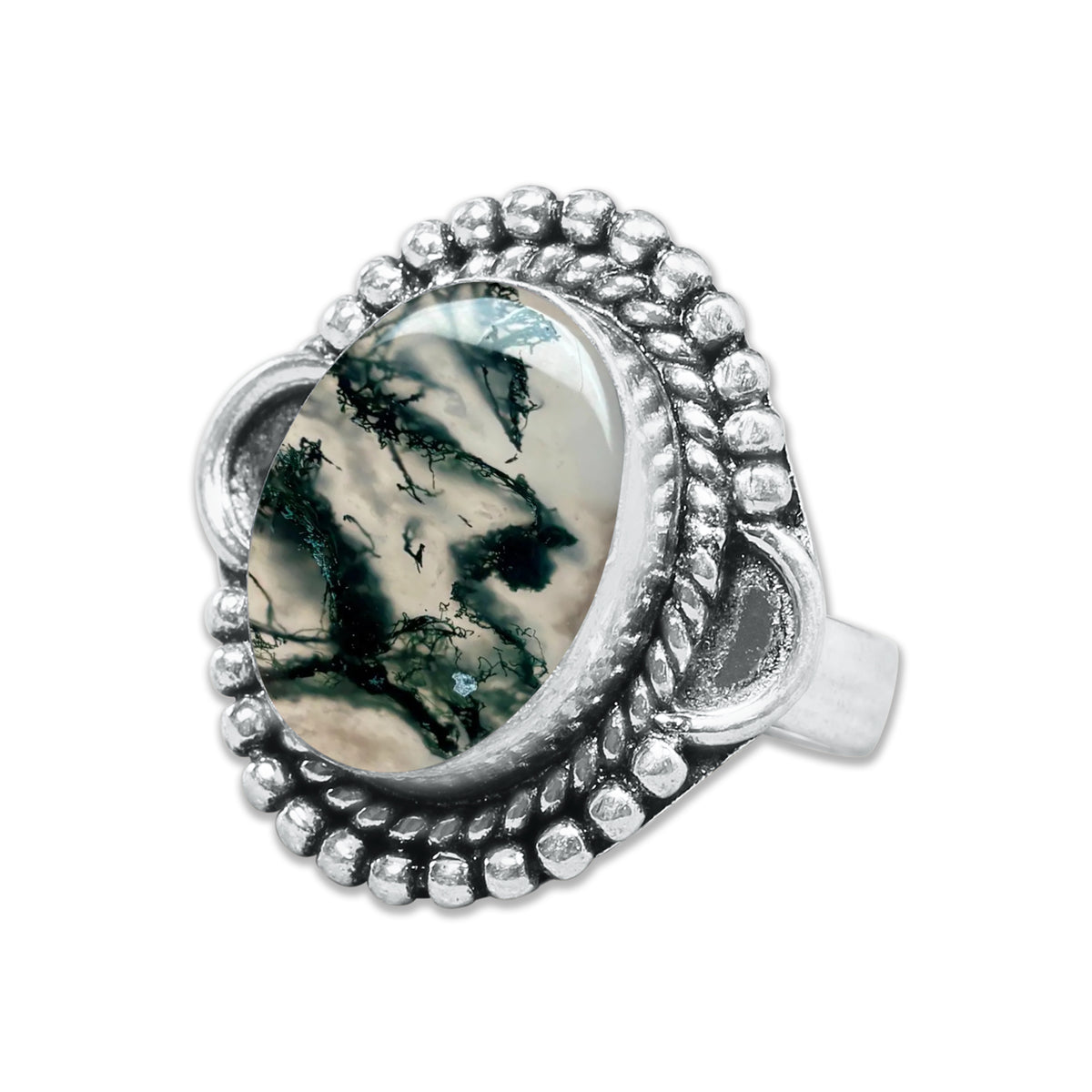 Moss Agate Rings – Silver-Plated, Handmade, Green Fern Inclusions (Made to Order) | Wholesale