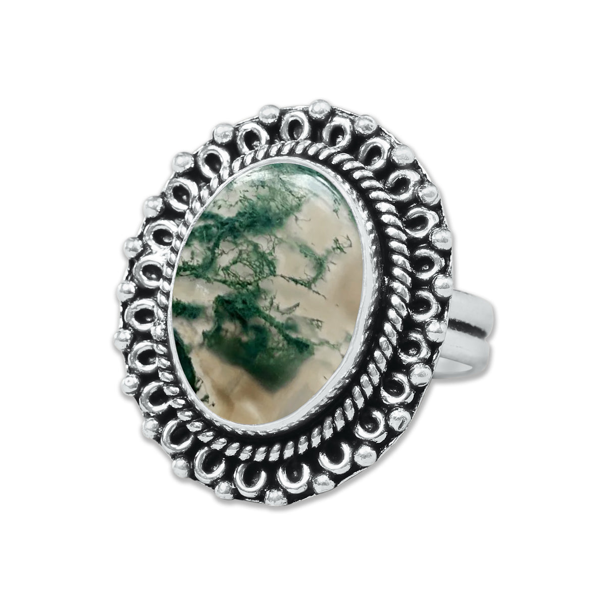 Moss Agate Rings – Silver-Plated, Handmade, Green Fern Inclusions (Made to Order) | Wholesale