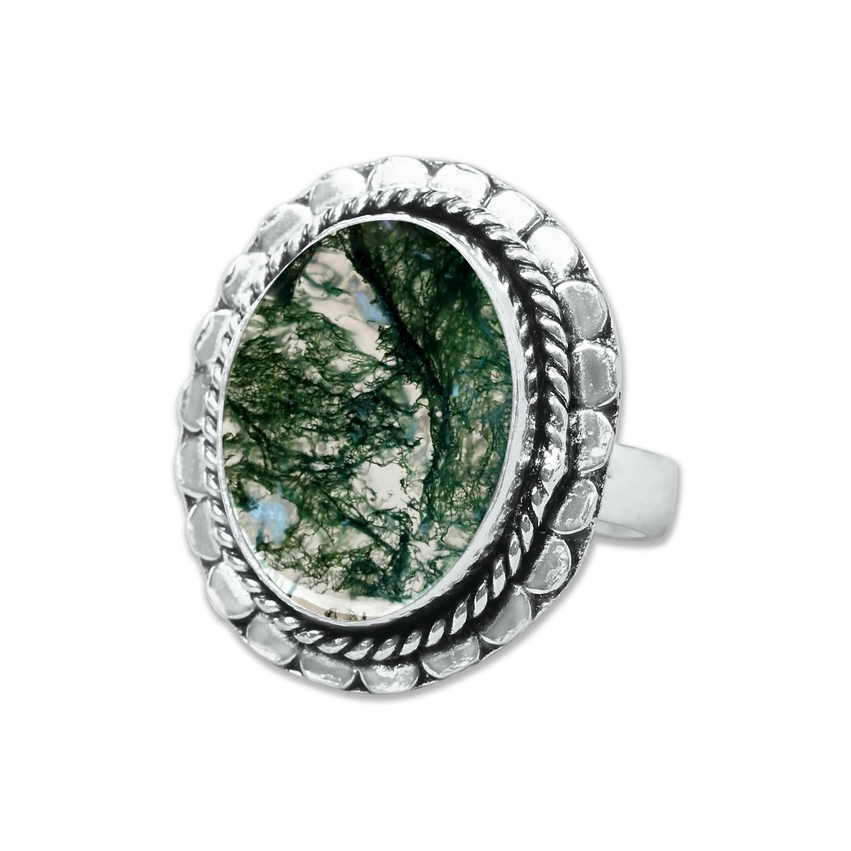 Moss Agate Rings – Silver-Plated, Handmade, Green Fern Inclusions (Made to Order) | Wholesale