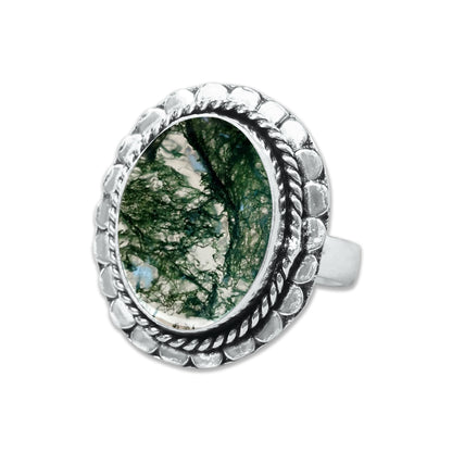 Moss Agate Rings – Silver-Plated, Handmade, Green Fern Inclusions (Made to Order) | Wholesale