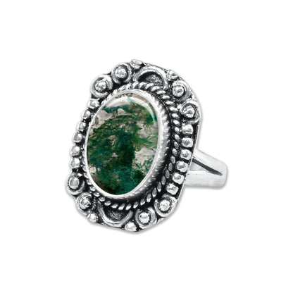 Moss Agate Rings – Silver-Plated, Handmade, Green Fern Inclusions (Made to Order) | Wholesale