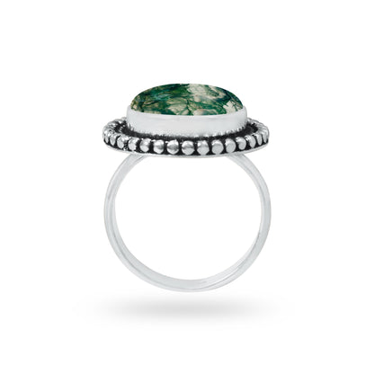 Moss Agate Rings – Silver-Plated, Handmade, Green Fern Inclusions (Made to Order) | Wholesale