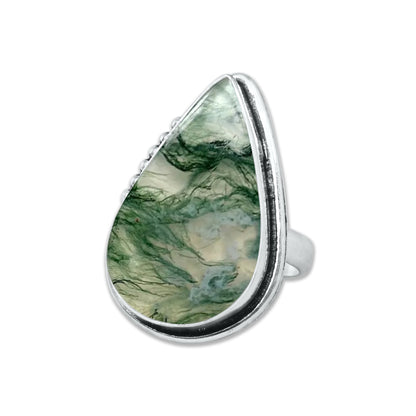 Moss Agate Rings – Silver-Plated, Handmade, Green Fern Inclusions (Made to Order) | Wholesale