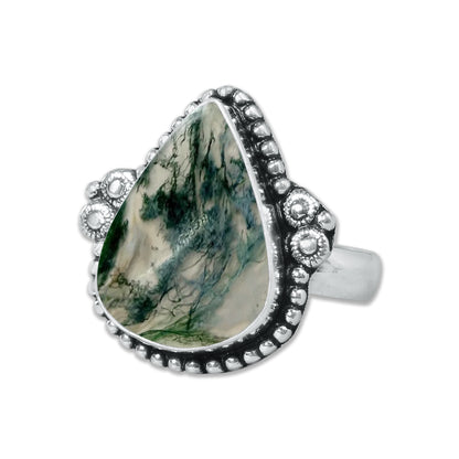 Moss Agate Rings – Silver-Plated, Handmade, Green Fern Inclusions (Made to Order) | Wholesale