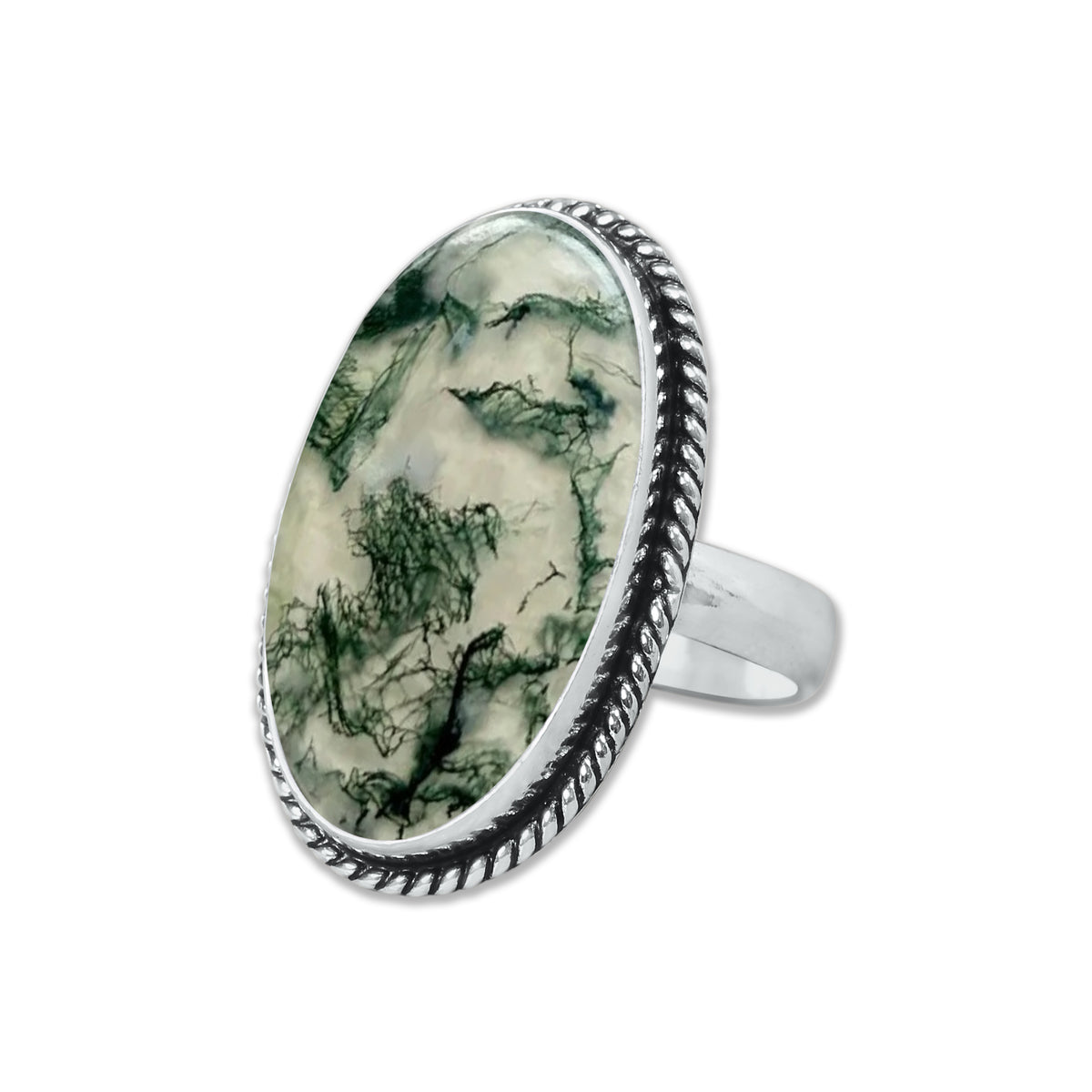 Moss Agate Rings – Silver-Plated, Handmade, Green Fern Inclusions (Made to Order) | Wholesale