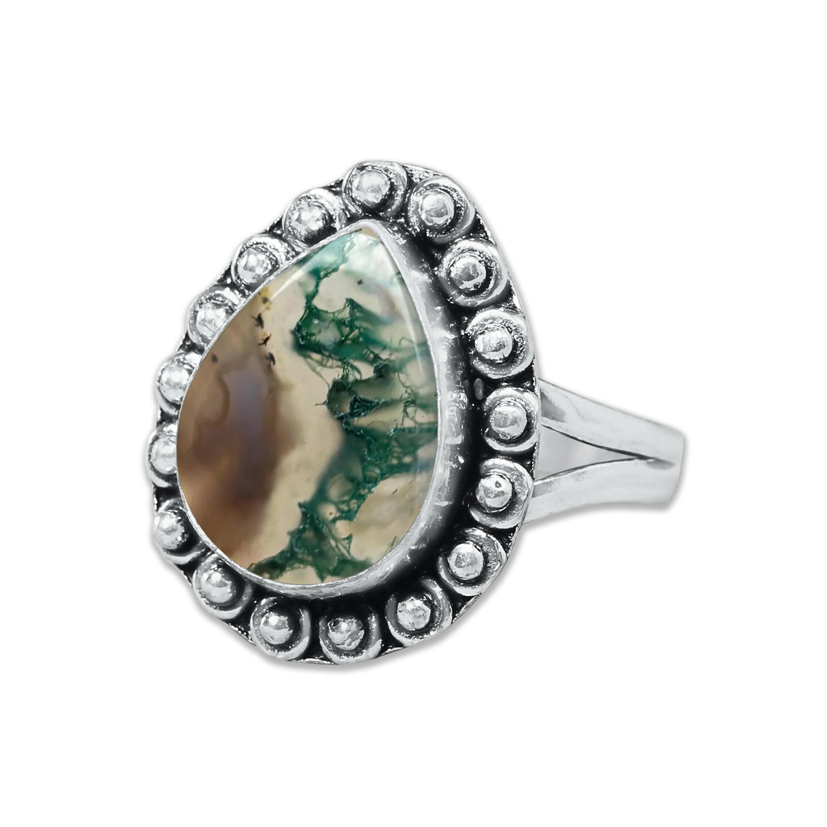 Moss Agate Rings – Silver-Plated, Handmade, Green Fern Inclusions (Made to Order) | Wholesale