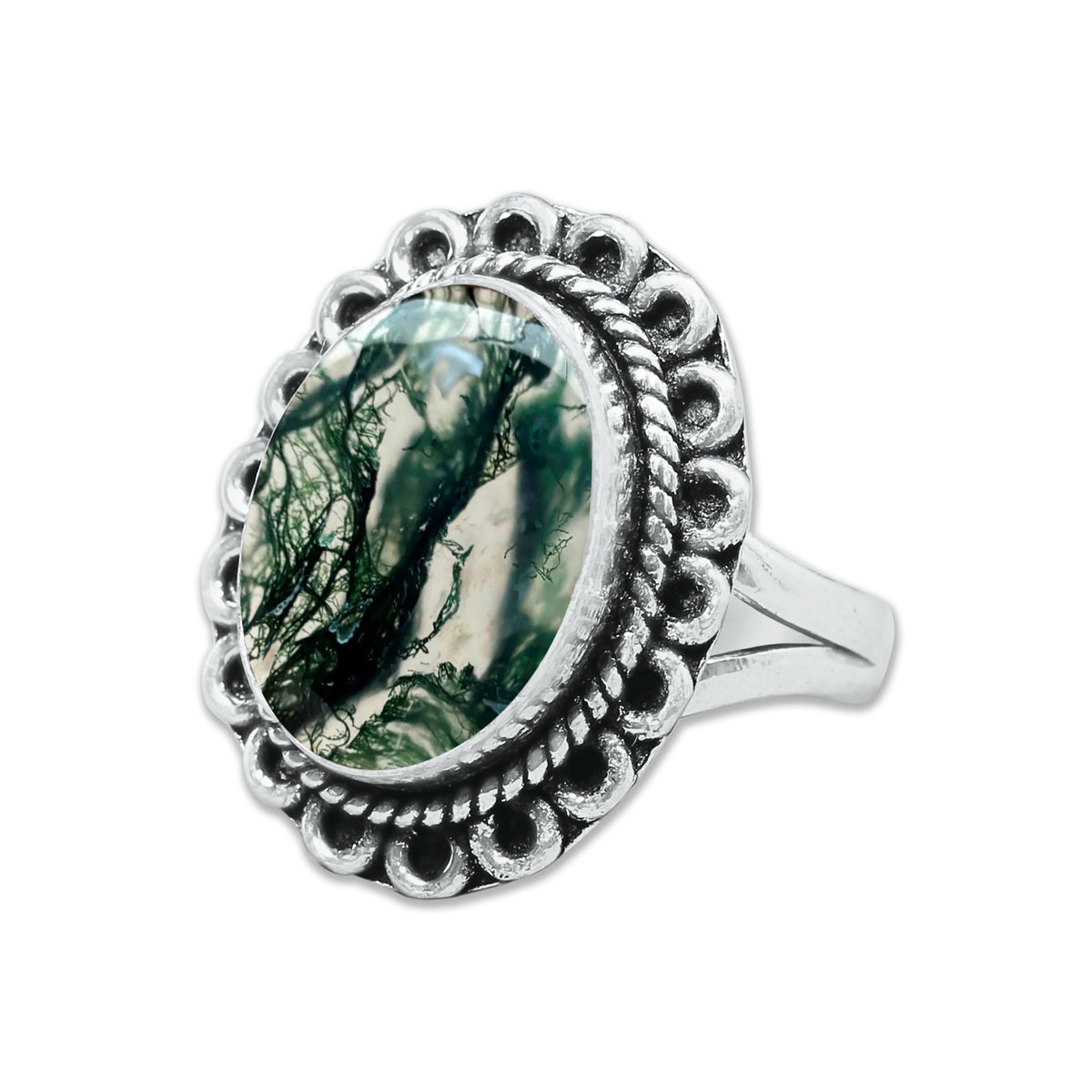 Moss Agate Rings – Silver-Plated, Handmade, Green Fern Inclusions (Made to Order) | Wholesale