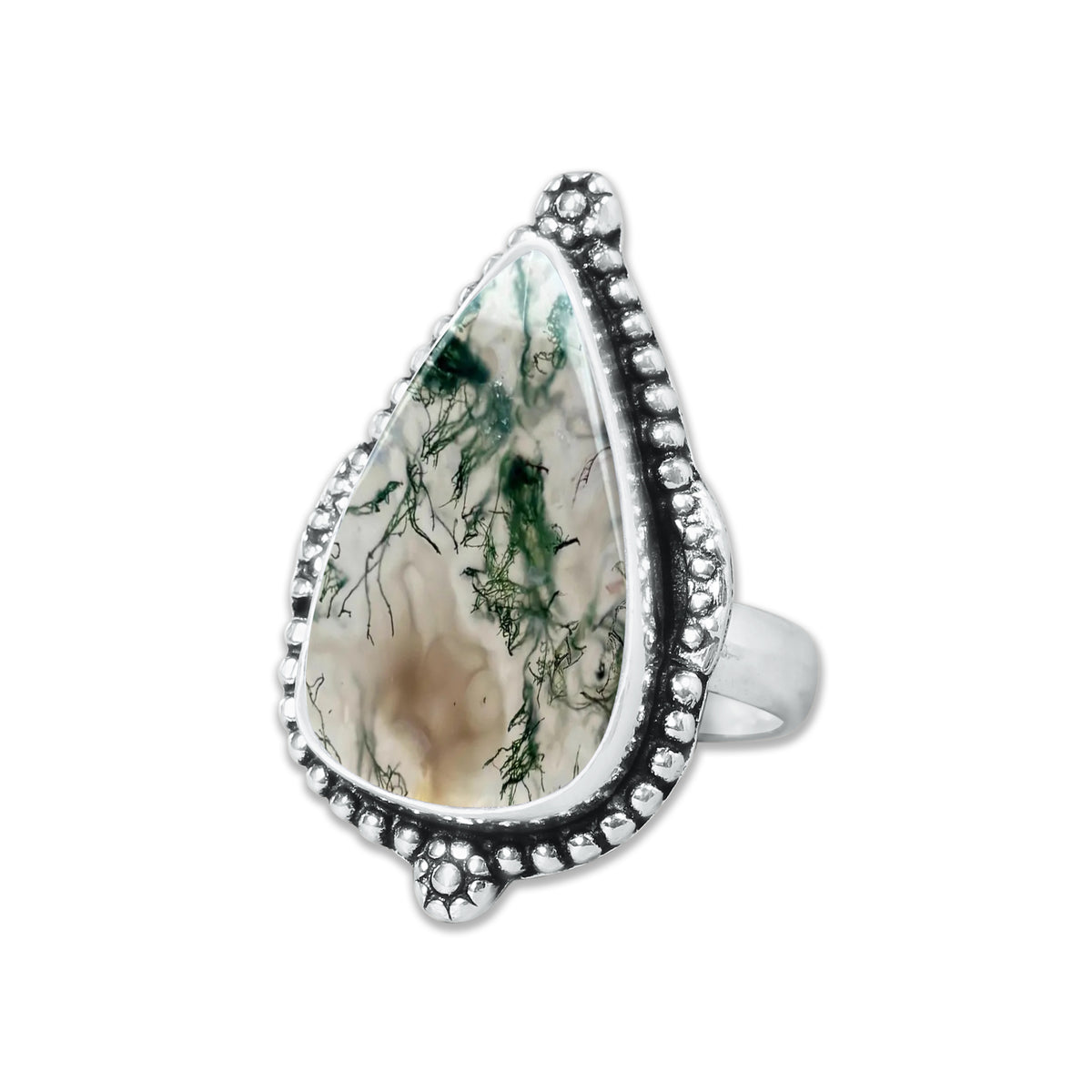 Moss Agate Rings – Silver-Plated, Handmade, Green Fern Inclusions (Made to Order) | Wholesale