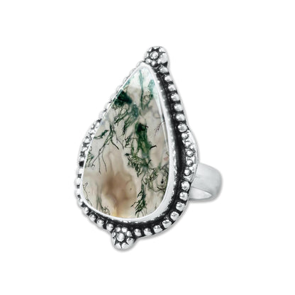 Moss Agate Rings – Silver-Plated, Handmade, Green Fern Inclusions (Made to Order) | Wholesale
